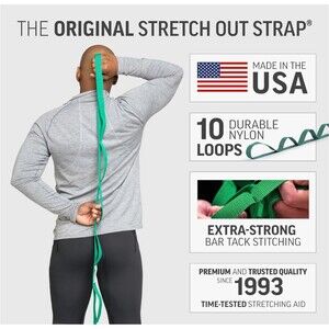 OPTP The Original Stretch Out Exercise Green Strap+Stretching Guide USA Made New
